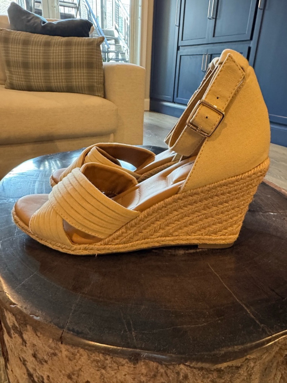 Bellini Cream Espadrille Ankle-Strap Wedges - Picture 5 of 8